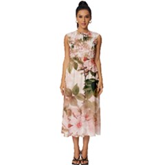 Flower Plant Vintage Retro Sleeveless Round Neck Midi Dress by Ravend