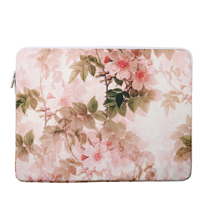 Flower Plant Vintage Retro 15  Vertical Laptop Sleeve Case With Pocket