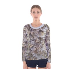 Fossilized Seashell Texture Print Design Bk Women s Long Sleeve T-shirt