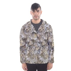 Fossilized Seashell Texture Print Design Bk Men s Hooded Windbreaker