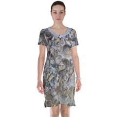 Fossilized Seashell Texture Print Design Bk Short Sleeve Nightdress