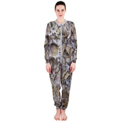 Fossilized Seashell Texture Print Design Bk Onepiece Jumpsuit (ladies)