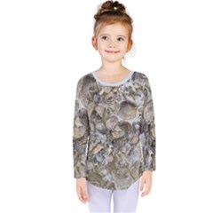 Fossilized Seashell Texture Print Design Bk Kids  Long Sleeve T-shirt