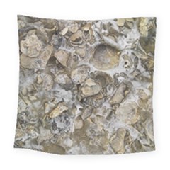 Fossilized Seashell Texture Print Design Bk Square Tapestry (large)