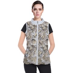 Fossilized Seashell Texture Print Design Bk Women s Puffer Vest