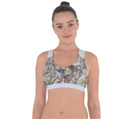 Fossilized Seashell Texture Print Design Bk Cross String Back Sports Bra by dflcprintsclothing