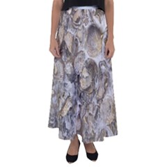 Fossilized Seashell Texture Print Design Bk Flared Maxi Skirt by dflcprintsclothing