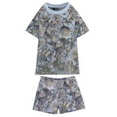 Fossilized Seashell Texture Print Design Bk Kids  Swim T-shirt And Shorts Set by dflcprintsclothing