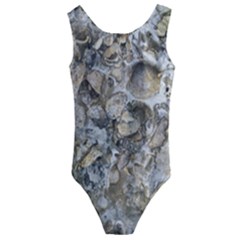 Fossilized Seashell Texture Print Design Bk Kids  Cut-out Back One Piece Swimsuit by dflcprintsclothing