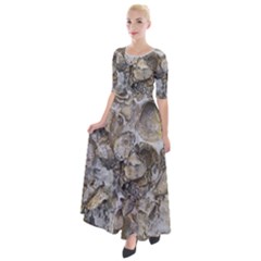 Fossilized Seashell Texture Print Design Bk Half Sleeves Maxi Dress by dflcprintsclothing