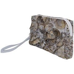 Fossilized Seashell Texture Print Design Bk Wristlet Pouch Bag (small)