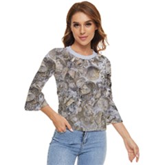 Fossilized Seashell Texture Print Design Bk Bell Sleeve Top