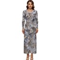 Fossilized Seashell Texture Print Design Bk Long Sleeve Longline Maxi Dress View1