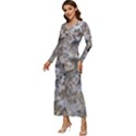 Fossilized Seashell Texture Print Design Bk Long Sleeve Longline Maxi Dress View2