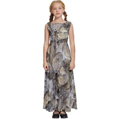 Fossilized Seashell Texture Print Design Bk Kids  Satin Sleeveless Maxi Dress by dflcprintsclothing