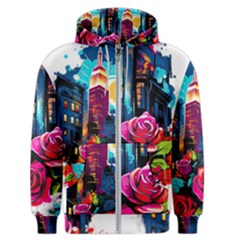 City Rose 2-gigapixel-art-scale-4 00x Men s Zipper Hoodie by BrightWear