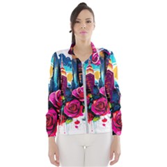 City Rose 2-gigapixel-art-scale-4 00x Women s Windbreaker