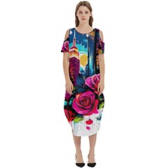 City Rose 2-gigapixel-art-scale-4 00x Cold Shoulder Loose Fit Dress With Pockets by BrightWear