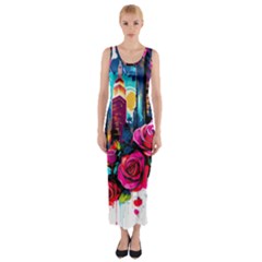 City Rose 2-gigapixel-art-scale-4 00x Fitted Maxi Dress by BrightWear