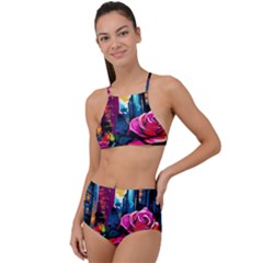 City Rose 2-gigapixel-art-scale-4 00x Halter Tankini Set