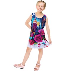 City Rose 2-gigapixel-art-scale-4 00x Kids  Tunic Dress by BrightWear