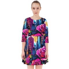 City Rose 2-gigapixel-art-scale-4 00x Smock Dress