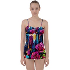 City Rose 2-gigapixel-art-scale-4 00x Babydoll Tankini Set by BrightWear