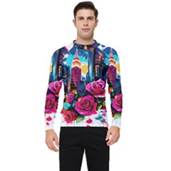 City Rose 2-gigapixel-art-scale-4 00x Men s Long Sleeve Rash Guard by BrightWear