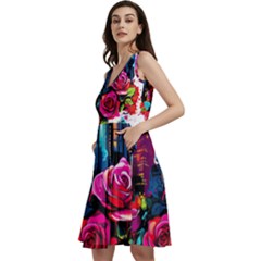 City Rose 2-gigapixel-art-scale-4 00x Sleeveless V-neck Skater Dress With Pockets by BrightWear