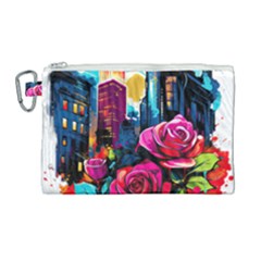 City Rose 2-gigapixel-art-scale-4 00x Canvas Cosmetic Bag (large) by BrightWear