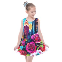 City Rose 2-gigapixel-art-scale-4 00x Kids  Summer Dress by BrightWear