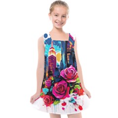 City Rose 2-gigapixel-art-scale-4 00x Kids  Cross Back Dress by BrightWear