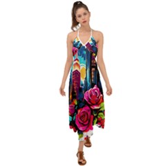 City Rose 2-gigapixel-art-scale-4 00x Halter Tie Back Dress  by BrightWear