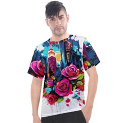 City Rose 2-gigapixel-art-scale-4 00x Men s Sport Top by BrightWear