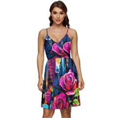 City Rose 2-gigapixel-art-scale-4 00x V-neck Pocket Summer Dress  by BrightWear