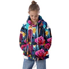 City Rose 2-gigapixel-art-scale-4 00x Kids  Oversized Hoodie by BrightWear