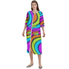 Swirl Twirl Design Pattern Waves Women s Cotton 3/4 Sleeve Nightgown by Loisa77