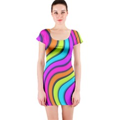 Swirl Twirl Design Pattern Waves Short Sleeve Bodycon Dress by Loisa77