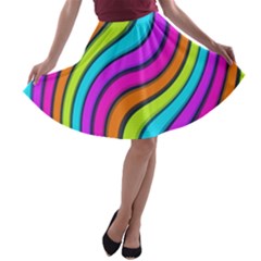 Swirl Twirl Design Pattern Waves A-line Skater Skirt by Loisa77