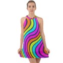 Swirl Twirl Design Pattern Waves Halter Tie Back Chiffon Dress View1