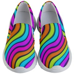 Swirl Twirl Design Pattern Waves Kids Lightweight Slip Ons by Loisa77