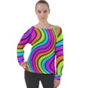 Swirl Twirl Design Pattern Waves Off Shoulder Long Sleeve Velour Top View1