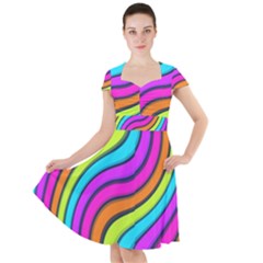 Swirl Twirl Design Pattern Waves Cap Sleeve Midi Dress With Pockets by Loisa77