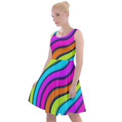 Swirl Twirl Design Pattern Waves Knee Length Skater Dress by Loisa77