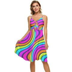 Swirl Twirl Design Pattern Waves Sleeveless Tie Front Chiffon Dress by Loisa77