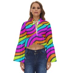 Swirl Twirl Design Pattern Waves Boho Long Bell Sleeve Top