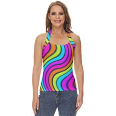 Swirl Twirl Design Pattern Waves Basic Halter Top by Loisa77