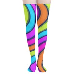 Swirl Twirl Design Pattern Waves Thigh High Stockings by Loisa77