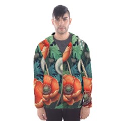 Flower Poppies Men s Hooded Windbreaker