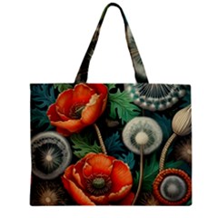 Flower Poppies Zipper Mini Tote Bag by Loisa77